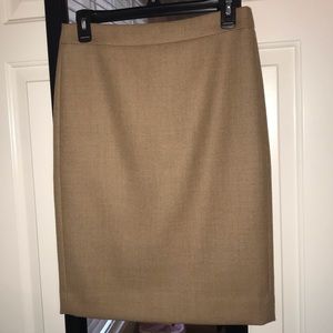 Tan Wool J. Crew No. 2 Pencil Skirt
